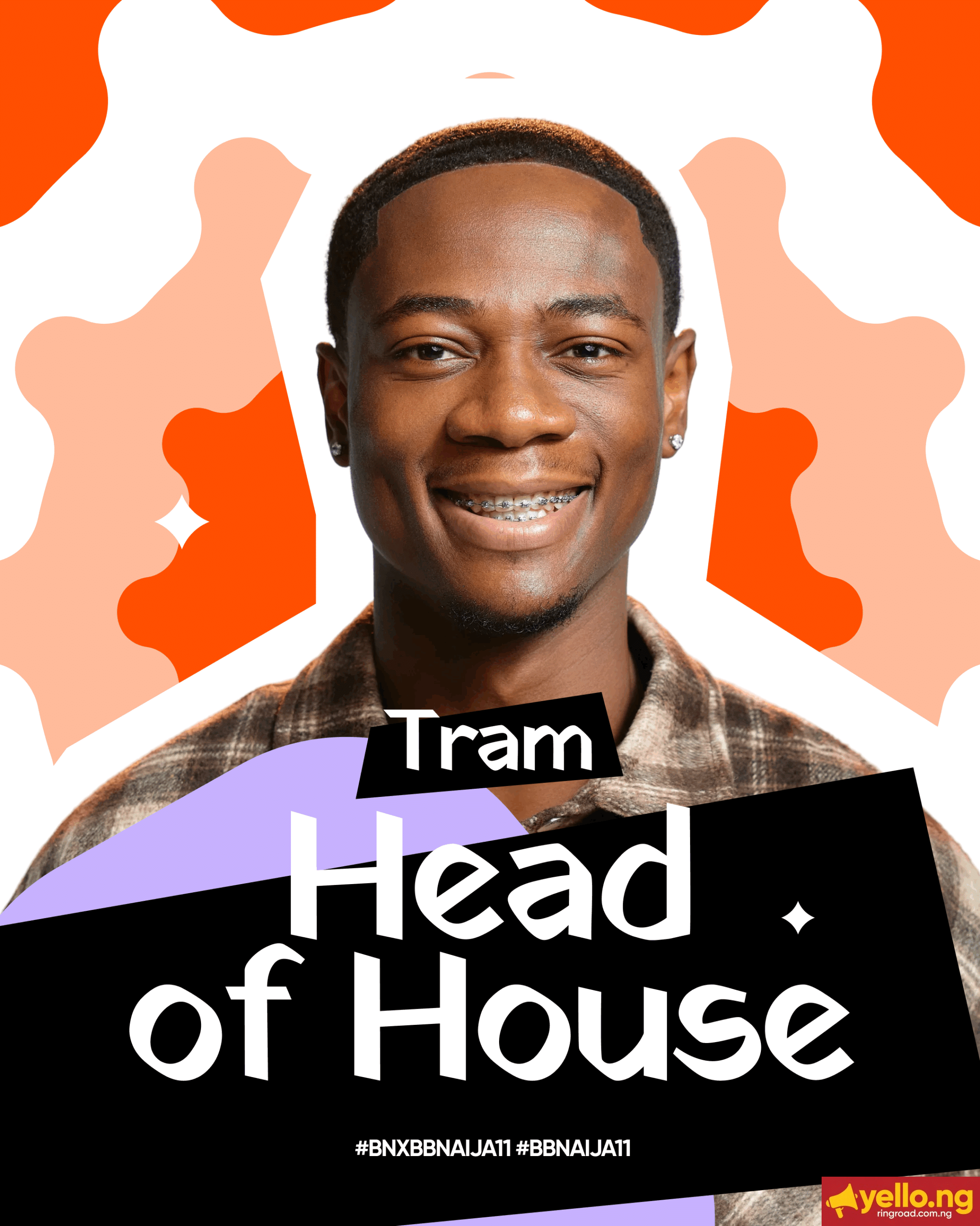 Tram smiling in an official graphic announcement confirming him as the Big Brother Naija Season 11 Week 7 Head of House.