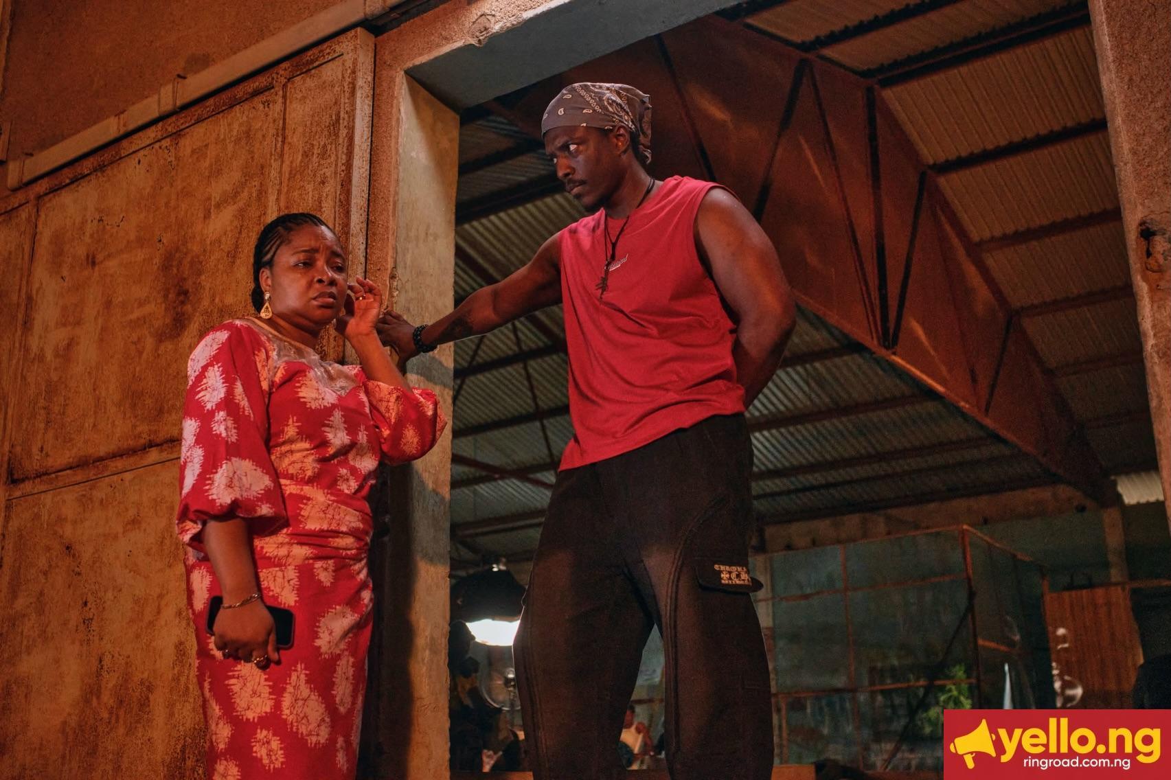 Linda Ejiofor-Suleiman and Shamz Garuba filming a scene for the crime thriller Black Market